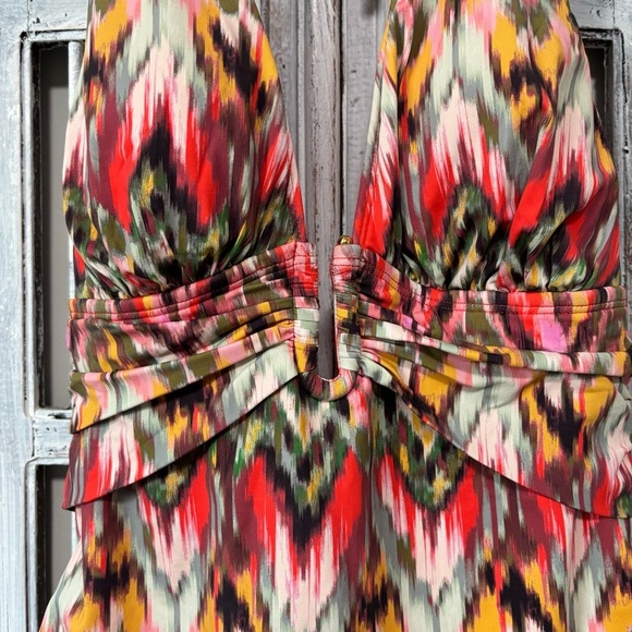 Bleu Rod Beattie Orange Boho Free Spirit Plunge Halter One Piece Swim Suit NWOT - Picture 8 of 13